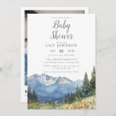 山野草赤ちゃんシャワー写真QRコード 招待状 (正面/裏面)