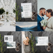 山霧のミスティーな湖の水彩画 招待状