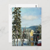 山頂のスキーとスノーボード ポストカード (正面/裏面)