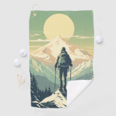 山頂のスキーヤー ゴルフタオル (インサイチュ)