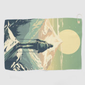 山頂のスキーヤー ゴルフタオル (横)