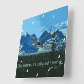 山頂のデジタル芸術-ジョンMuirの引用文 スクエア壁時計 (傾斜)