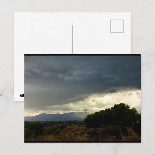 山頂の嵐の雲 ポストカード (正面/裏面)