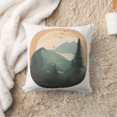 山頂の日の出：静かな山の景色 クッション (ブランケット)