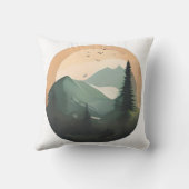 山頂の日の出：静かな山の景色 クッション (裏面)