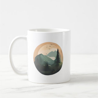 山頂の日の出:静かな山の景色 コーヒーマグカップ