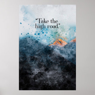 山頂の水絵を描色のインスパイア引用文 ポスター