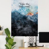 山頂の水絵を描色のインスパイア引用文 ポスター (ホームオフィス)