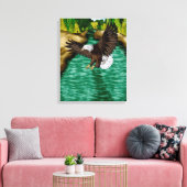 山飛んでいるの川の鷲 キャンバスプリント (インサイチュ (リビング))