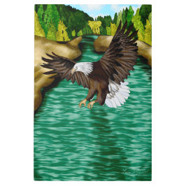 山飛んでいるの川の鷲 メタルプリント