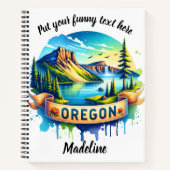 山鮮やかと湖のあるオレゴンの風景 ノートブック (正面)