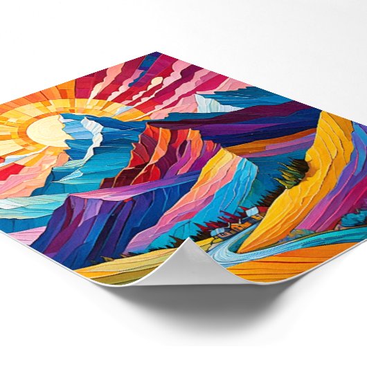 山鮮やかの日の出の風景アートポスター ポスター (角)