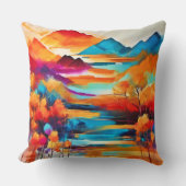 山鮮やかの日の絵を描入り クッション (正面)