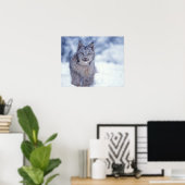 山麓の雪の中のヤマネコ ポスター (ホームオフィス)