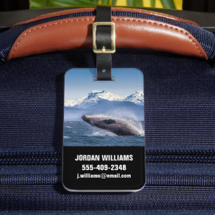 山  アラスカ、ホエールグレイシャーベイのブリーチング ラゲッジタグ