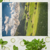 山 |イタリア,ドロミテス,フネス・バレー キッチンタオル (折り畳み)