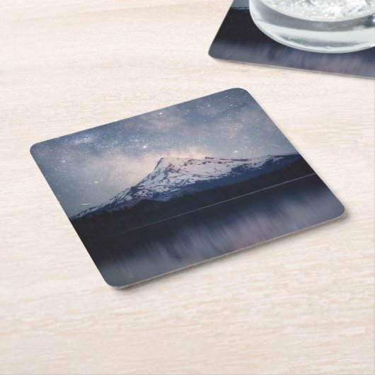 山 |オレゴン州オレゴンのフッド山ポートランド スクエアペーパーコースター (アングル)