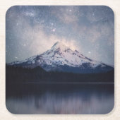 山 |オレゴン州オレゴンのフッド山ポートランド スクエアペーパーコースター (正面)