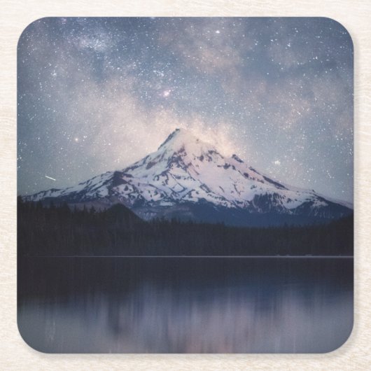 山 |オレゴン州オレゴンのフッド山ポートランド スクエアペーパーコースター (正面)