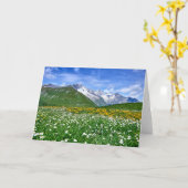 山 |スイスのアルプスバレー春 カード (黄色い花)
