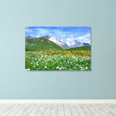 山 |スイスのアルプスバレー春 キャンバスプリント (インサイチュ (ウッドフロア))
