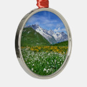 山 |スイスのアルプスバレー春 メタルオーナメント (右)