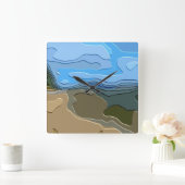 山 スクエア壁時計 (ホーム)