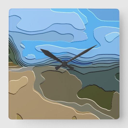 山 スクエア壁時計 (正面)