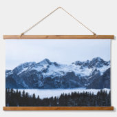 山、トウヒの森と雲 吊り下げ型タペストリー (正面)