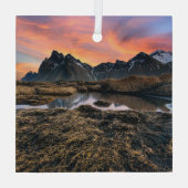 山 |ヴェスタホルンマウンテンアイスランド ガラスオーナメント (裏面)