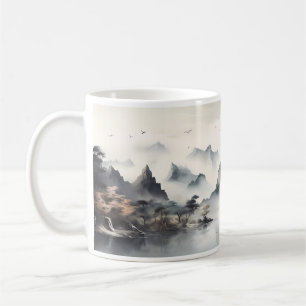 山、丘、霧、川 コーヒーマグカップ