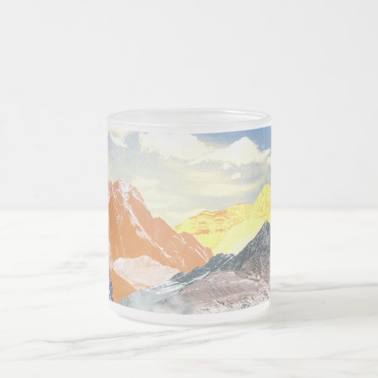 山(写真モンタージュ) 1 フロストグラスマグカップ (中央)