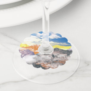 山(写真モンタージュ) 1 ワイングラスタグ