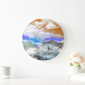 山(写真モンタージュ) 2 ラージ壁時計 (ホーム)