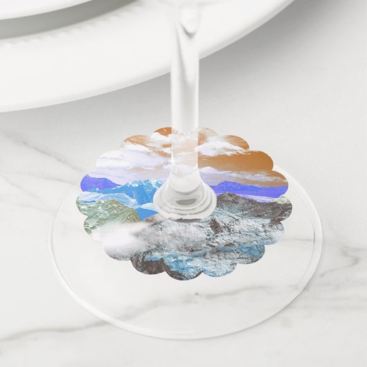 山（写真モンタージュ） 2 ワイングラスタグ (クローズアップ)