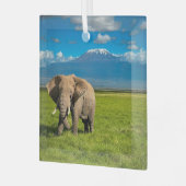 山 |山キリマンジャロ・タンザニア，アフリカ ガラスオーナメント (正面左)