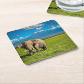 山 |山キリマンジャロ・タンザニア，アフリカ スクエアペーパーコースター (アングル)