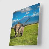 山 |山キリマンジャロ・タンザニア，アフリカ スクエア壁時計 (傾斜)