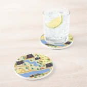 山、川、森、車のパターン。 コースター (側面)