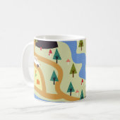 山、川、森、車のパターン。 コーヒーマグカップ (正面左)