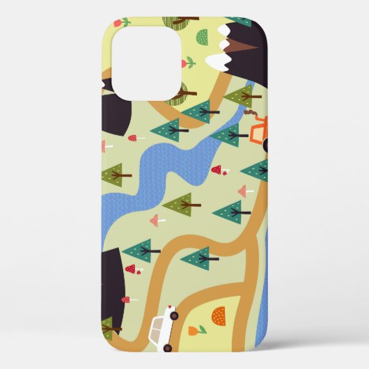 山、川、森、車のパターン。 Case-Mate iPhoneケース (裏面)