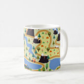 山、川、fの子どもじみた継ぎ目のない模様 コーヒーマグカップ (正面右)