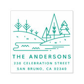 山、木々&レイクファミリーネーム差出人住所 セルフインキングスタンプ (デザイン)