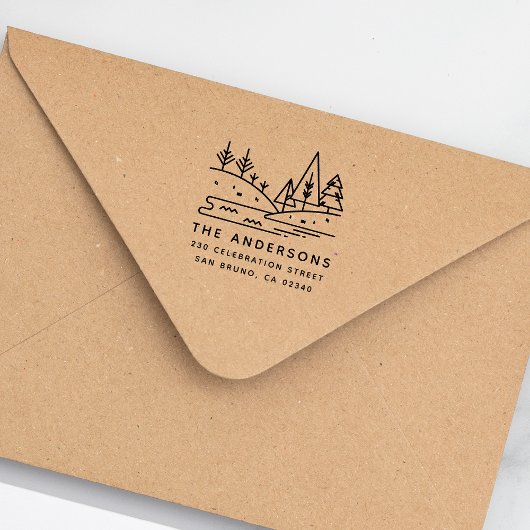 山、木々&レイクファミリーネーム差出人住所 セルフインキングスタンプ