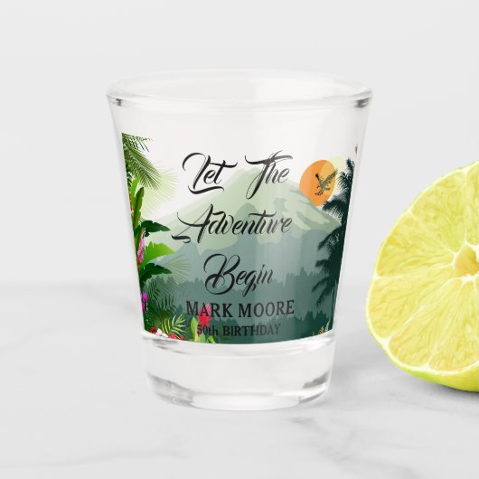 山、森、夕日 ショットグラス (正面)