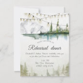 山、森、湖、ストリングライトリハーサルディナー 招待状 (正面)