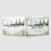 山、森、湖、ストリングライト結婚ズ ゲストブック (全面)