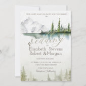 山、森、湖、ストリングライト結婚ズ 招待状 (正面)