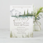 山、森、湖、ストリングライト結婚ズ 招待状 (スタンド正面)