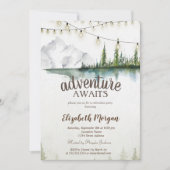 山、森、湖、ストリングライト 招待状 (正面)